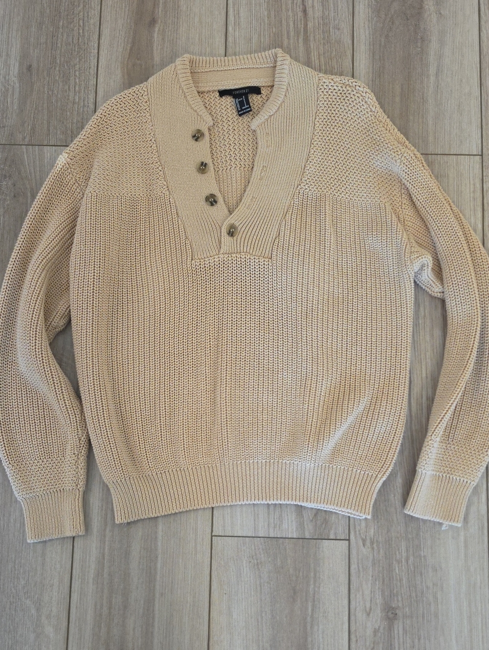 V‑Neck Button Henley Sweater